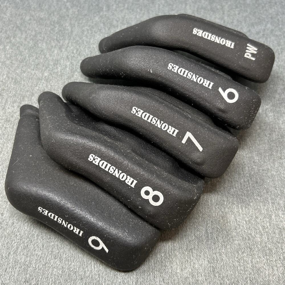 Ironsides Black Rubber Golf Iron Head Covers Set 6 7 8 9 PW 5pc Protective